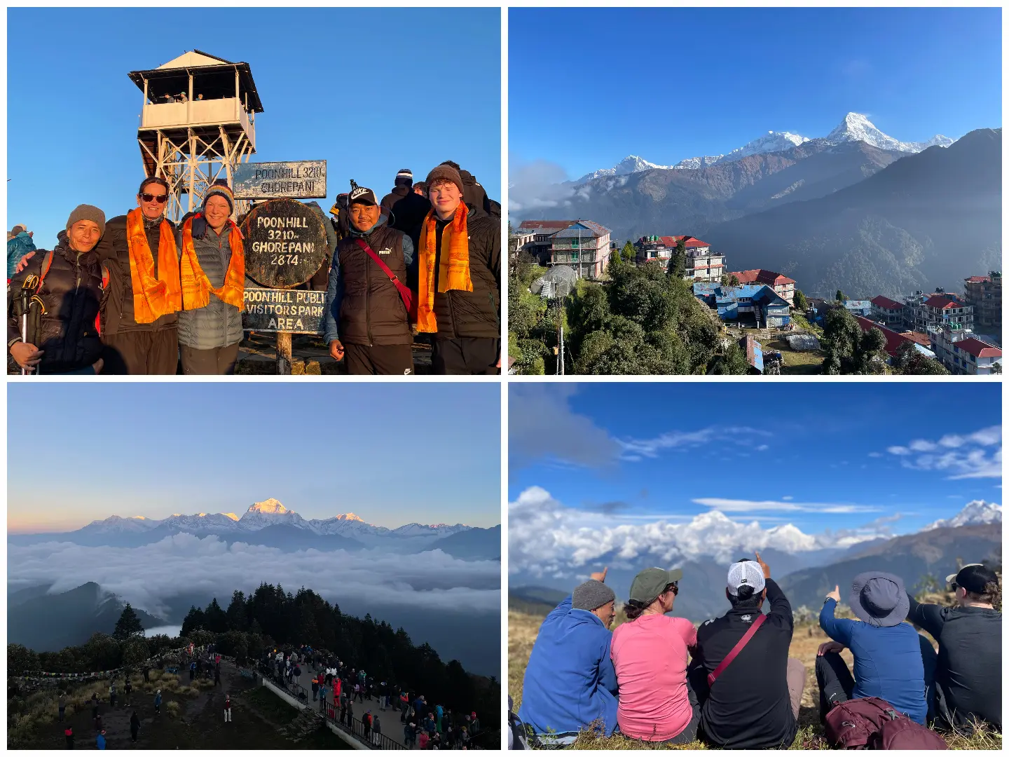 Trekkers with mountain guide Jaybir on the Poon Hill and ABC route trek, Nepal